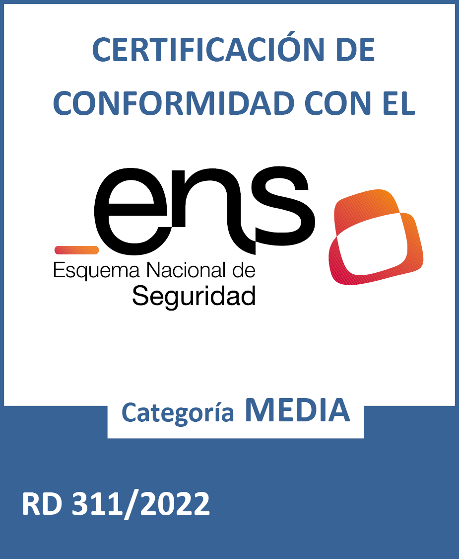 Imagen del certificado del Esquema Nacional de Seguridad